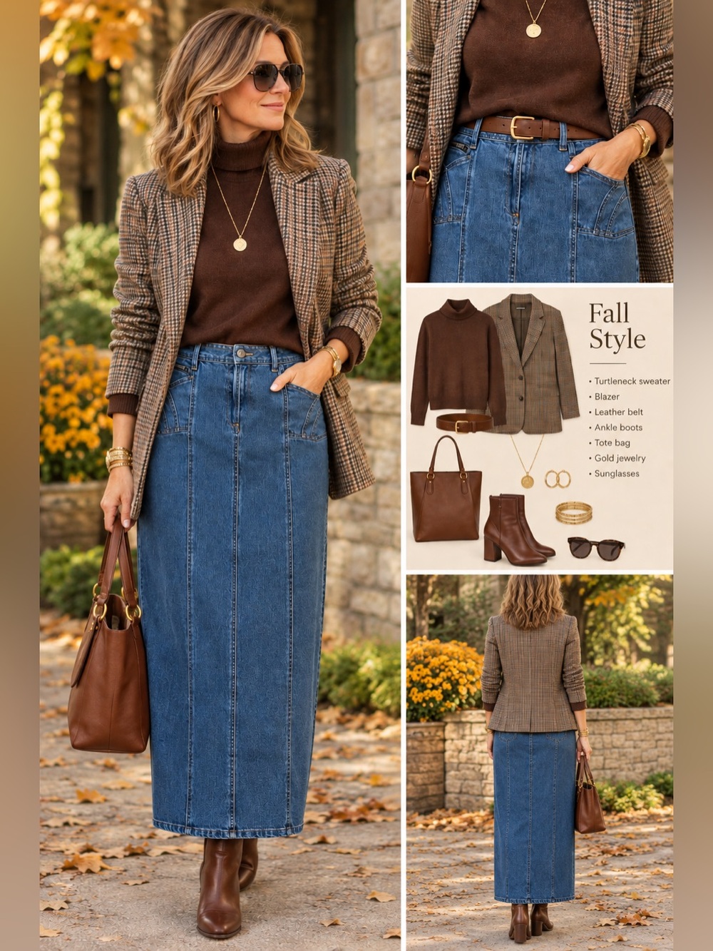 Vintage Denim Maxi Midi Skirt Paneled Zipper Pocket Y2K XL 16/18